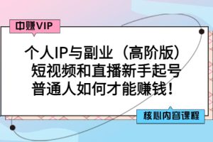 个人IP与副业（高阶版）短视频和直播新手起号-普通人如何才能赚钱！