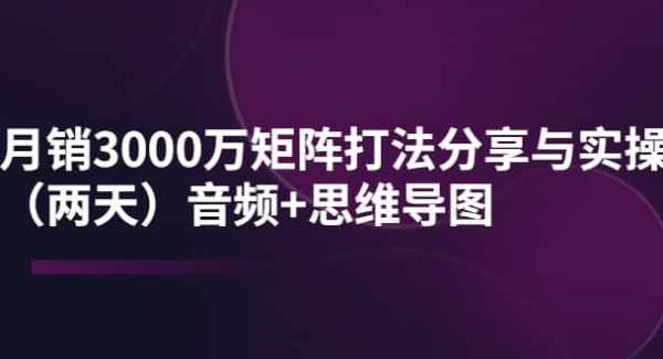 某线下培训：月销3000万矩阵打法分享与实操（两天）音频 思维导图