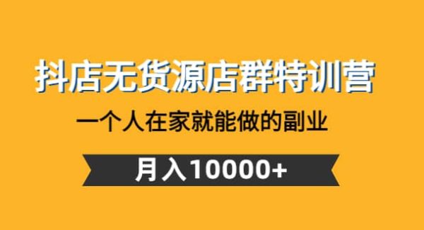 抖店无货源店群特训营：一个人在家就能做的副业