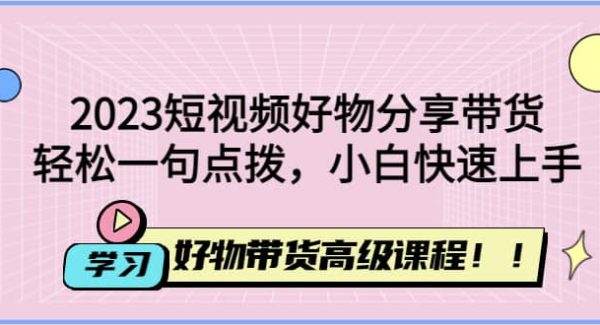 2023短视频好物分享带货，好物带货高级课程，轻松一句点拨，小白快速上手