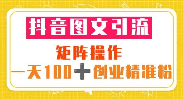 抖音图文引流 矩阵操作 一天100 创业精准粉（5节视频课 素材模板）