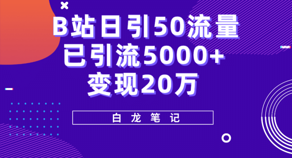 B站日引50 流量，实战已引流5000 变现20万，超级实操课程