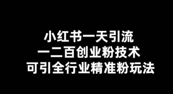 【引流必备】小红书一天引流一二百创业粉技术，可引全行业精准粉玩法