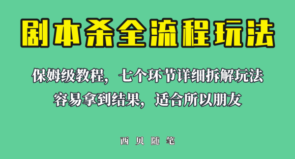 适合所有朋友的剧本杀全流程玩法，虚拟资源单天200-500收溢！