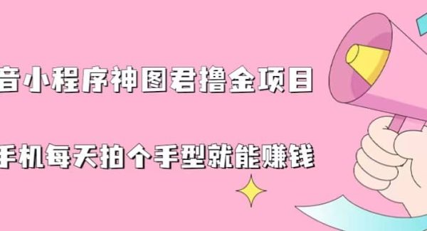 抖音小程序神图君撸金项目，用手机每天拍个手型挂载一下小程序就能赚钱