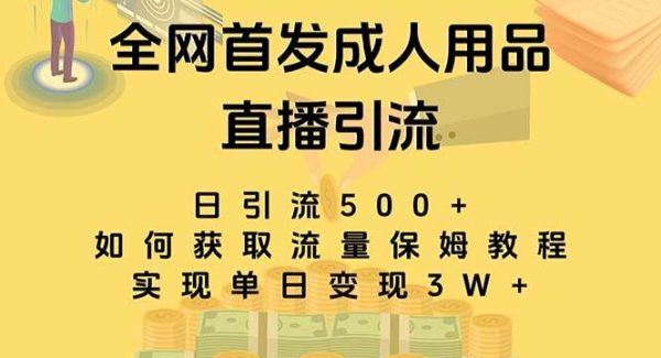 最新全网独创首发，成人用品直播引流获客暴力玩法，单日变现3w保姆级教程