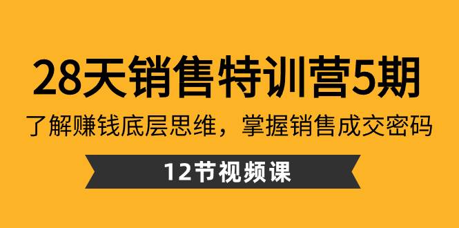 28天·销售特训营5期：了解赚钱底层思维，掌握销售成交密码（12节课）