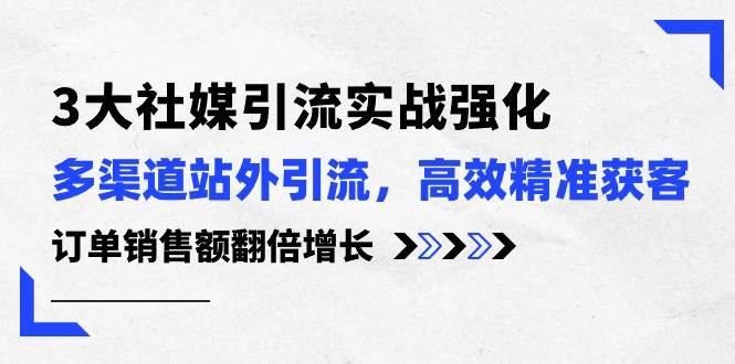 3大社媒引流实操强化，多渠道站外引流/高效精准获客/订单销售额翻倍增长